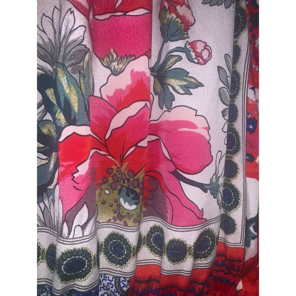 Vanessa Virginia Anthropologie Red Patchwork Floral Tassel Sleeve Boho Dress S - Picture 11 of 14